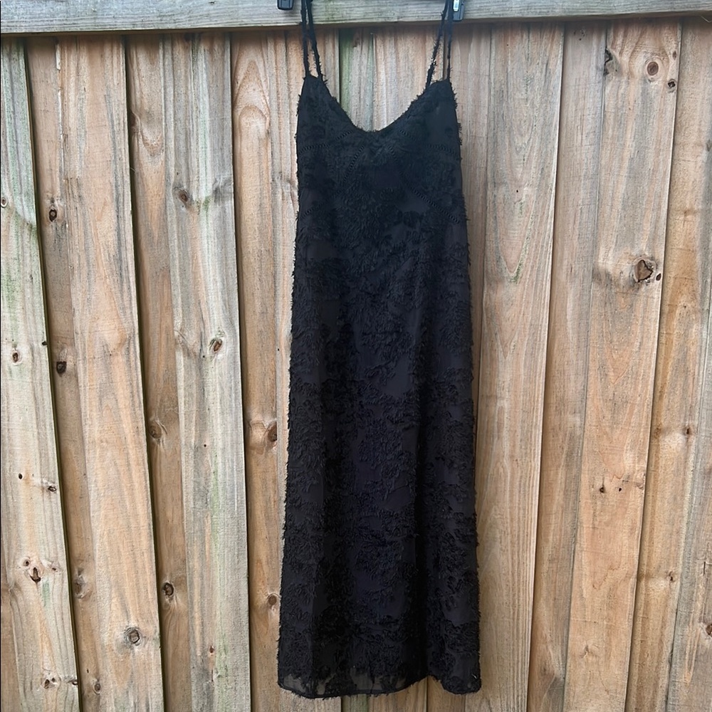 Stylish Black Textured Dress Corset Back